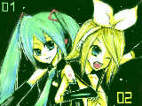 [2009-04-16 22:03:24] みぃ＆DOLL様リク初音ミクと鏡音リン》　この2人初めて描いた…ああ!リンのピン描くの忘れたorzすいません＞＜　リク有難うございました!