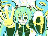 [2010-03-29 17:12:37 かなり遅れたけど初音ミク描き終わったー！　右手が３で、左手が９　もっと９を分かりやすく描けなかったものか…orz