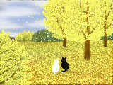 [2010-11-20 21:38:26 黄落のなか恋猫の白と黒