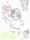 [2009-12-30 13:26:05] 友達に描かせたハク。まつ毛おおすぎ！私は絶叫。千尋はばったり。カオナシまであんな顔に！ハク、一体君は何をしたらこうなったんだい？